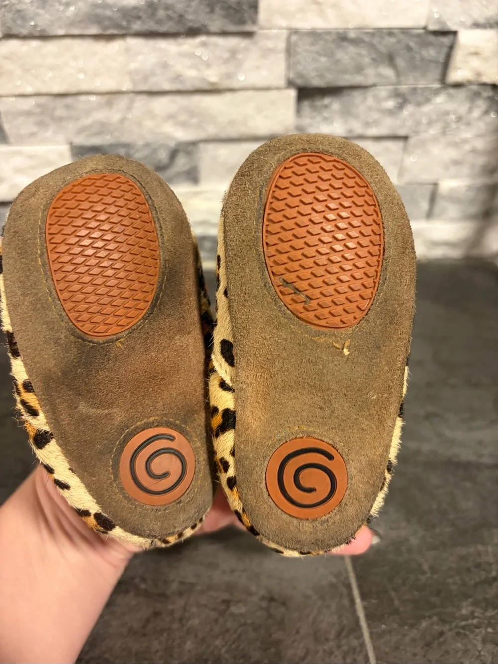 Leopard Print Hair Baby Booties - Tan/Black